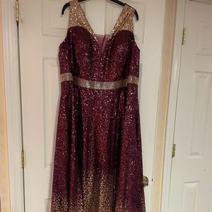 Burgundy Gold Sparkle Gown